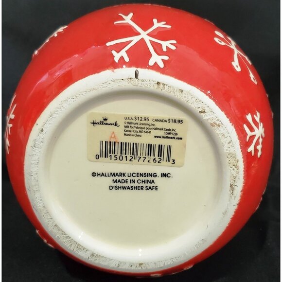 Hallmark small Merry Days snowman COOKIE TREAT JAR Christmas canister ceramic - Picture 9 of 9